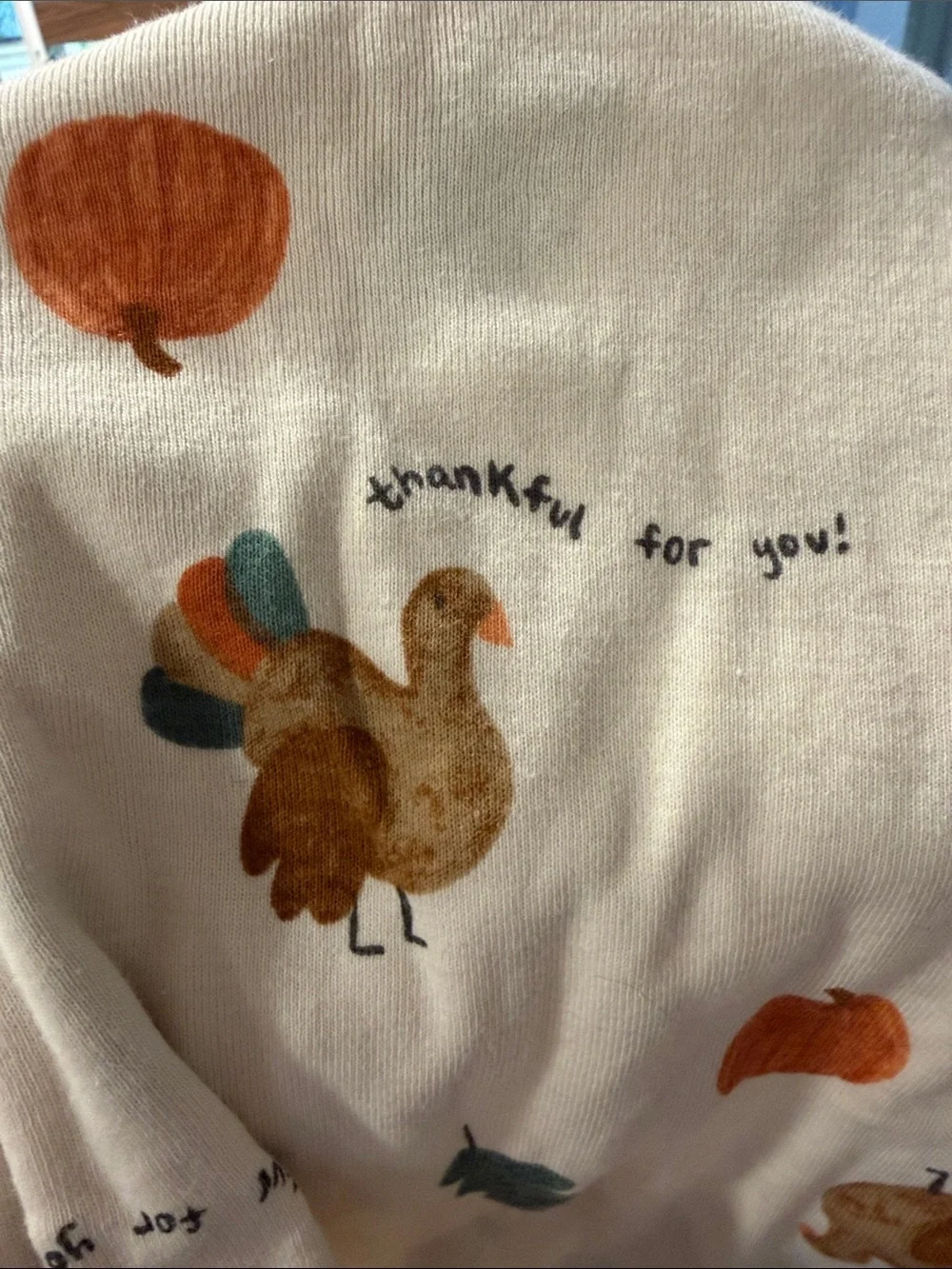 Carter's Cream Kids Pajama Set with Orange Pumpkins & Green Leaves